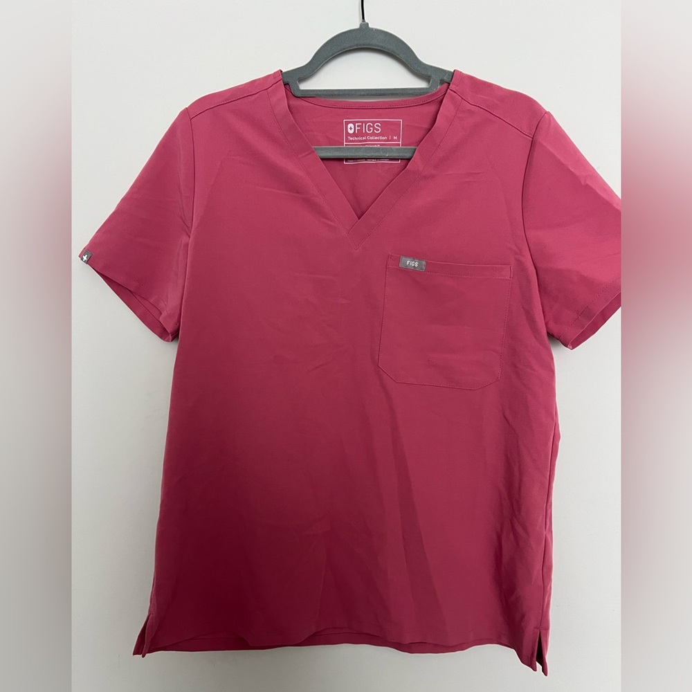 Figs Technical Collection Scrub Top Women Pink Catarina Short Sleeve Nursing Med